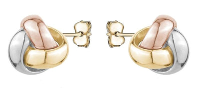 Tri-Gold Stud Earring -Love Knot Stud