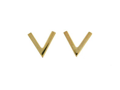 Yellow Gold V Stud Earrings