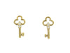 Yellow Gold Cubic Zirconia Key Stud Earrings