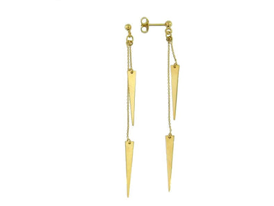 Yellow Gold Stud Earrings Double Drop