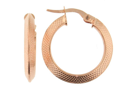 Rose Gold Knife Edge Hoop Earrings.