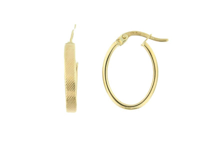 Yellow Gold Oval Hoop Earrings.