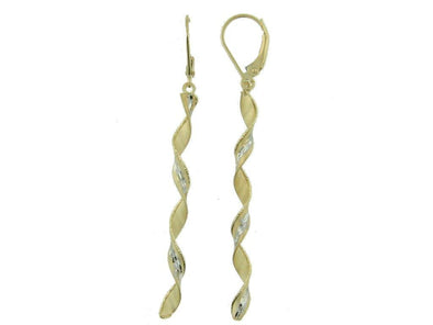 Yellow Gold "Ribbon" Lever Back Earrings.