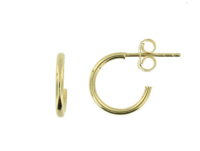 Yellow Gold Stud Hoop Earrings.