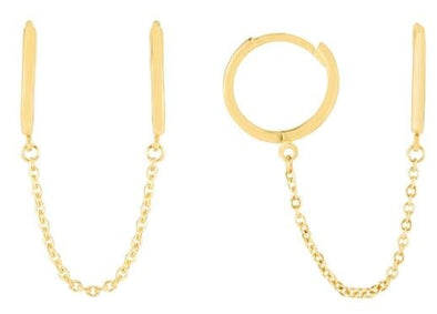 Yellow Gold Double Hoop Earrings.