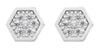 White Gold Cubic Zirconia Honeycomb Stud Earrings.