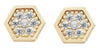 Yellow Gold Cubic Zirconia Honeycomb Stud Earrings.