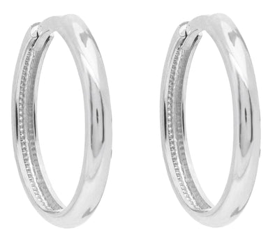 White Gold 12MM Huggie Earrings.