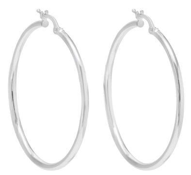 White Gold 20MM Hoop Earrings.