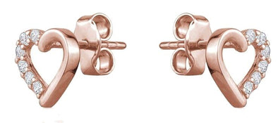 Rose Gold Cubic Zirconia Heart Stud Earrings.