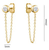 Yellow Gold Cubic Zirconia Safety Chain Stud Earrings.