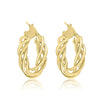 Yellow Gold Twisted Hoop Earrings.