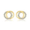 Yellow Gold Cubic Zirconia Circle Stud Earrings.