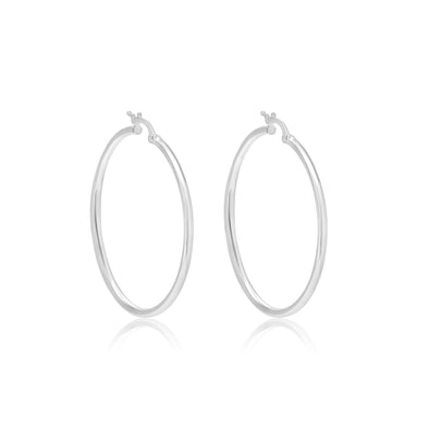 White Gold Hoop Earrings.