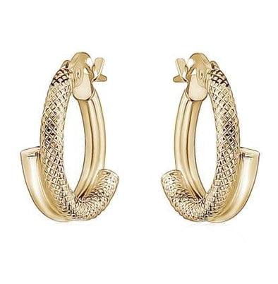 Yellow Gold Double Tube Hoop Earrings.