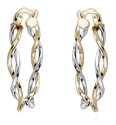 Two Tone Twisted Hoop Earrings.