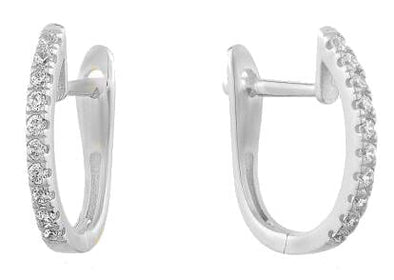 White Gold Cubic Zirconia Lever Back Earrings.