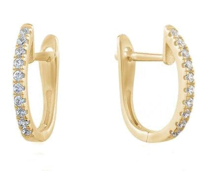 Yellow Gold Cubic Zirconia Lever Back Earrings.