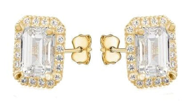 Yellow Gold Cubic Zirconia Stud Earrings.