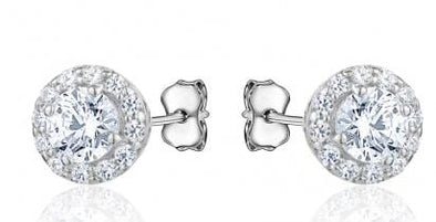 White Gold Cubic Zirconia Stud Earrings.