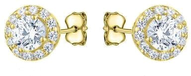 Yellow Gold Cubic Zirconia Stud Earrings.