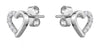 White Gold Cubic Zirconia Heart Stud Earrings.