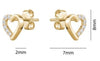 Yellow Gold Cubic Zirconia Heart Stud Earrings.