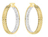 Two Tone Diamond Cut Hoop Earrings.