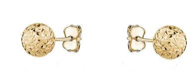 Yellow Gold Diamond Cut Ball Earrings.