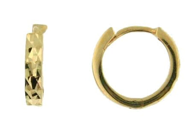 Yellow Gold Diamond Cut Huggie Earrings.