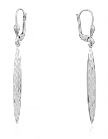 White Gold Diamond Cut Lever Back Earrings.