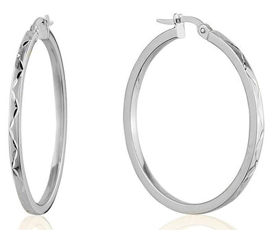 White Gold Hoop Earrings.