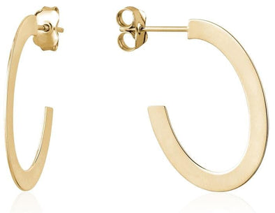 Yellow Gold Flat Hoop Earrings.