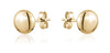 Yellow Gold Flat Round Puff Stud Earrings.