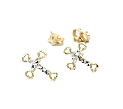 Two Tone Cross Stud Earrings.