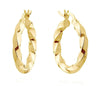 Yellow Gold Twisted Hoop Earrings.