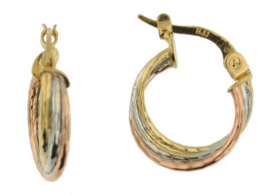 Tri-Gold Hoop Earrings.