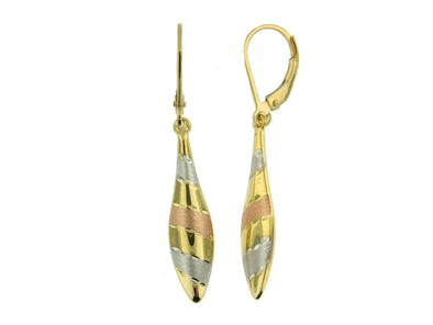 Tri-Gold Lever Back Earrings.