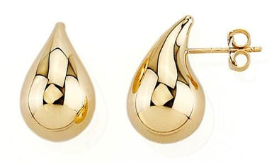 Yellow Gold Medium Water Drop Stud Earrings.