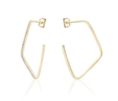 Yellow Gold Diamond Shape HoopStud Earrings.