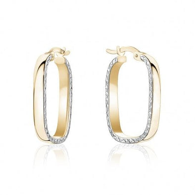 Two Tone Rectangle Hoop Earrings.