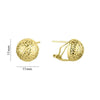 Yellow Gold Diamond Cut Button Omega Back Earrings.