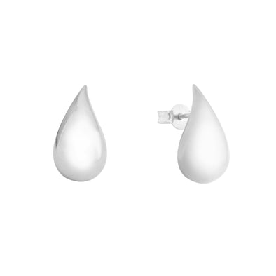 White Gold Water Drop Stud Earrings.