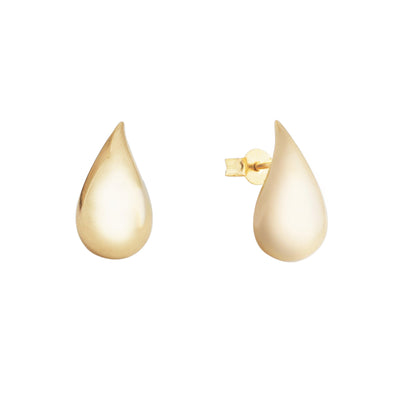 Yellow Gold Water Drop Stud Earrings.