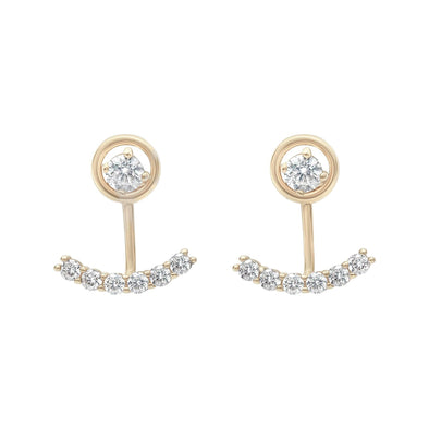 Yellow Gold Cubic Zirconia Peek-a-boo Stud Earrings.