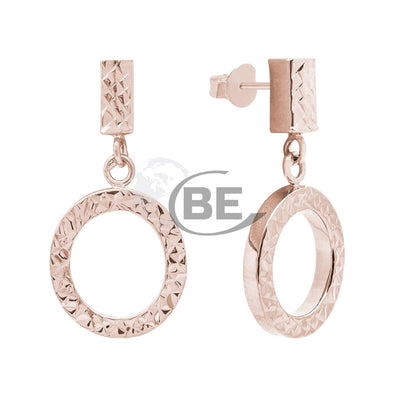 Rose Gold Diamond Cut Circle Stud Earrings.