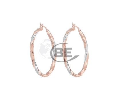 Rose Gold Twisted Hoop Earrings.