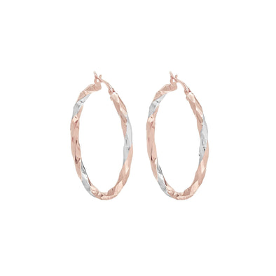 Rose Gold Twisted Hoop Earrings.