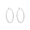 White Gold Diamond Cut Hoop Earrings.