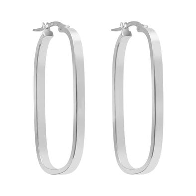 White Gold Rectangular Hoop Earrings.